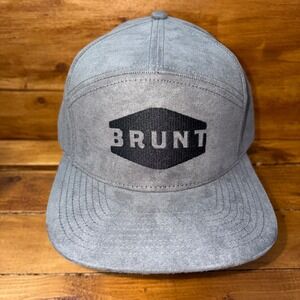 BRUNT Hat Mens OSFA Gray Suede Textured 7-Panel Snapback Flat Bill Workwear NWOT